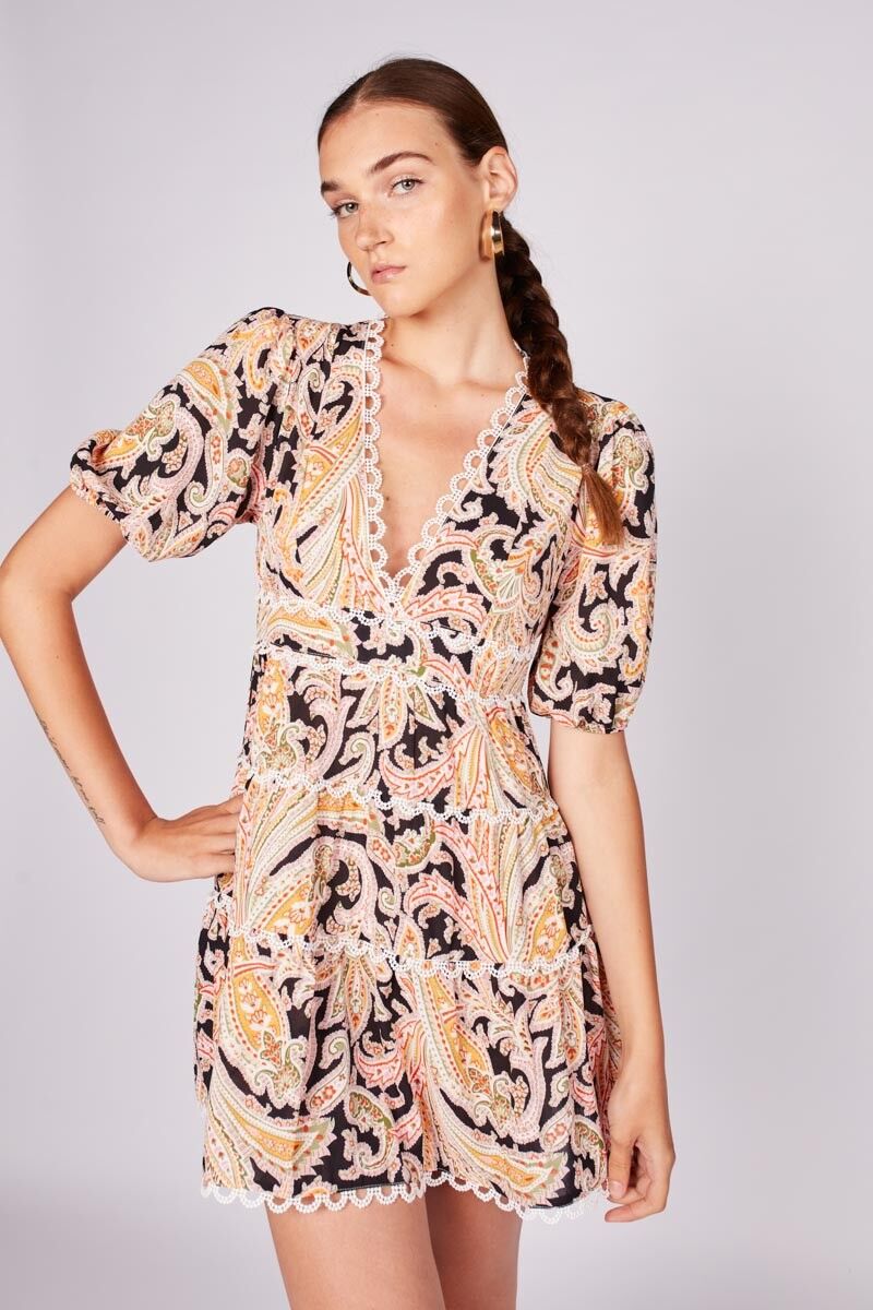 Abito stampato ricamato