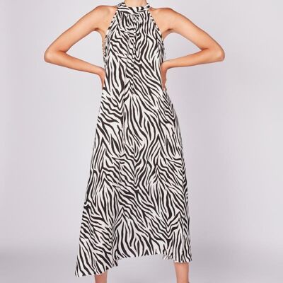 Neckholder-Kleid mit Zebramuster