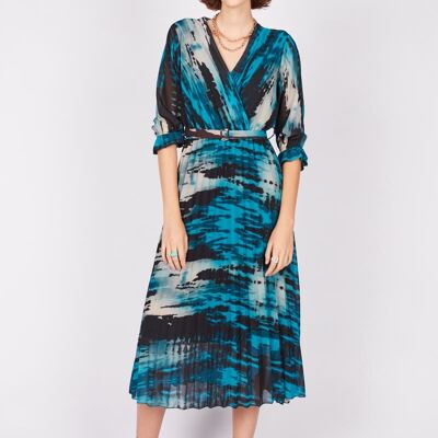 Printed pleated dress 1