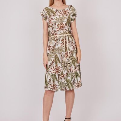 Printed dress with belt 1