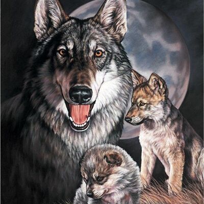 Placa de metal de la familia de los lobos