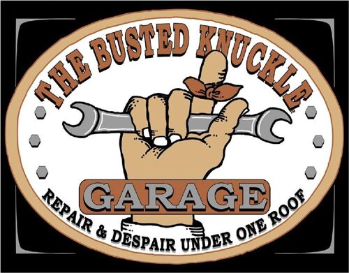 Plaque metal The Busted Knucle Garage