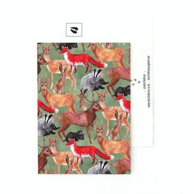 Sylvan Forest Tierdruck-Postkarte