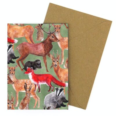 Carte de voeux imprimée animaux de la forêt sylvestre
