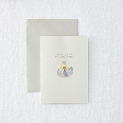 Good Luck - Pressed pansy flower greeting card