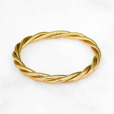 Zertifiziertes buddhistisches Armband hergestellt in Thailand - Twisted-Modell - LIGHT GOLD