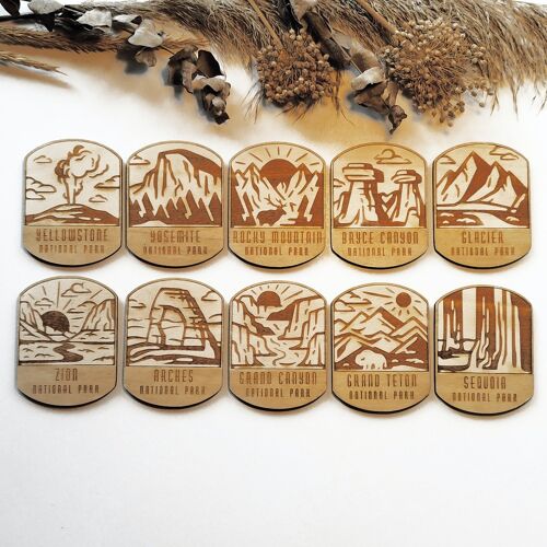 Set of 10 National Parks Wood Coasters - US National Parks Collection