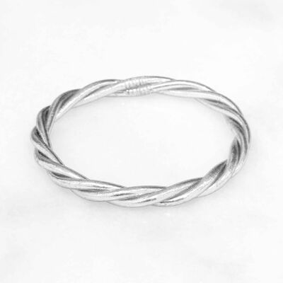 Bracelet bouddhiste certifié made in Thaïlande - Modèle torsadé - SILVER