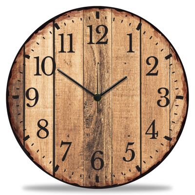 Reloj de pared LÍNEA DE GRABADO de madera HDF - Nature Love - mecanismo de relojería que se arrastra sin ruidos de tictac - Ø 30 cm