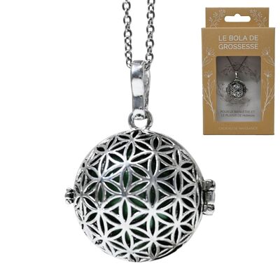 Pregnancy bola silver cage - EVE (Flower of life cage/Green ball)