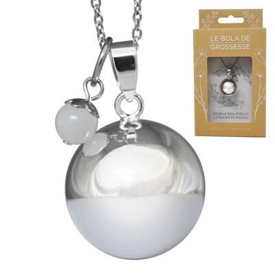 Pregnancy bola smooth silver natural stone - Pearl Moonstone