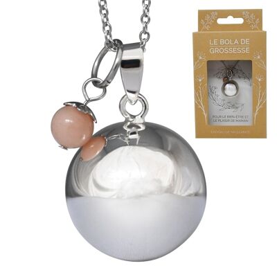 Bola de embarazo piedra natural lisa plata - Pearl Sunstone