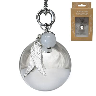 Smooth silver maternity bola PN - CELESTE (Moon stone/Angel wings)
