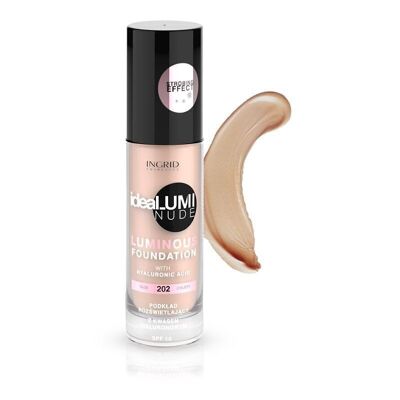 Base de maquillaje Idealumi con ácido hialurónico Ingrid Cosmetics - MAKE UP FOUNDATION Idealumi Nude 202
