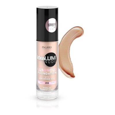 Base de maquillaje Idealumi con ácido hialurónico Ingrid Cosmetics - MAKE UP FOUNDATION Idealumi Nude 203