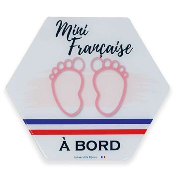 Adhésif Bébé à Bord ultra-résistant - Mini Française (Rose/Fille) 2