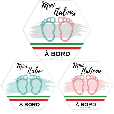 Adesivo Baby On Board Ultra Forte - Mini Italiani (Grigio/Misto)