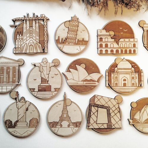Cities and Monuments Wooden Coasters - Monuments Collections - Housewarming Gift