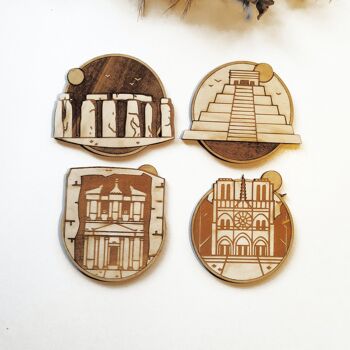 Sous-verres en bois Villes et Monuments - Collections Monuments - Cadeau de pendaison de crémaillère 4