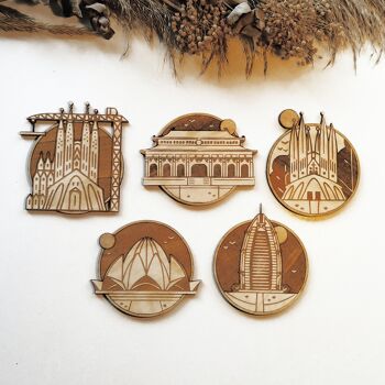 Sous-verres en bois Villes et Monuments - Collections Monuments - Cadeau de pendaison de crémaillère 8