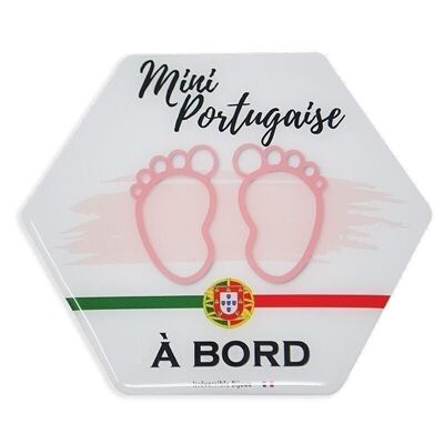 Adhésif Bébé à Bord ultra-résistant - Mini Portugaise (Rose/Fille)