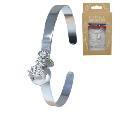 Smooth silver bola bracelet **MADE IN France** - CAMILLE (Lotus)