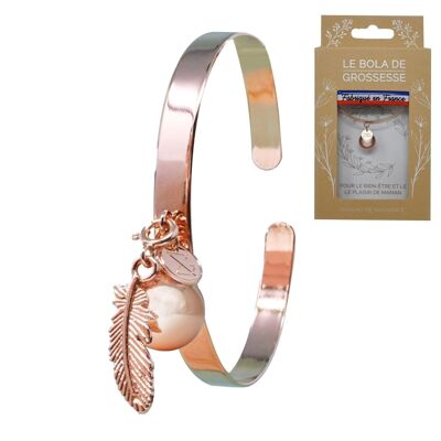 Smooth pink gold bola bracelet **MADE IN France** - GABY (Feather)