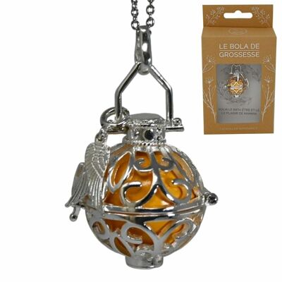 Pregnancy bola silver cage - ALBA (Arabesque cage / Mustard ball / Angel wings)