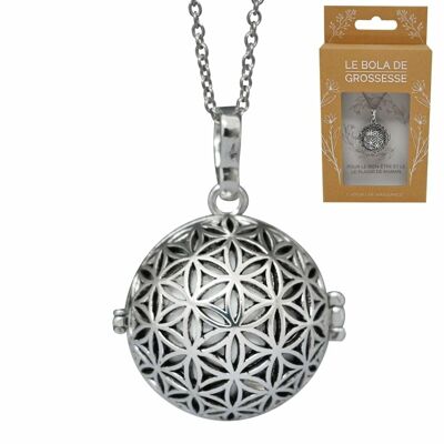 Pregnancy bola silver cage - LILA (Flower of life cage / White ball)