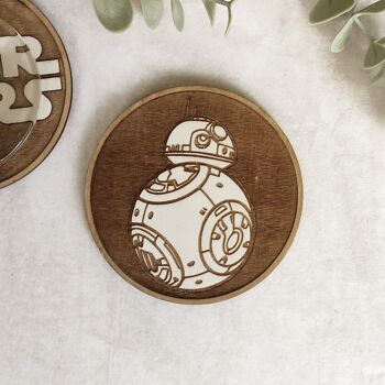 Ensemble de 6 sous-verres en bois Star Wars - Baby Yoda - Dark Vador - Porte-gobelets 5