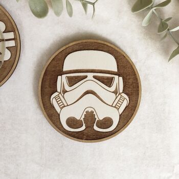 Ensemble de 6 sous-verres en bois Star Wars - Baby Yoda - Dark Vador - Porte-gobelets 6