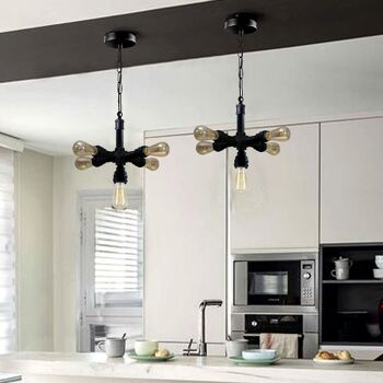 Industriel Vintage Steam Punk 5 Way Over Pendant Intérieur Plafond Suspension Moderne ~ 3710 4