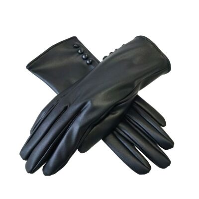 Orlan Faux Leather Cuff Button Gloves