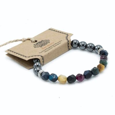 FGemB-01 - Pulsera de piedras preciosas facetadas - Arco iris magnético - Vendido en 3x unidad/es por exterior