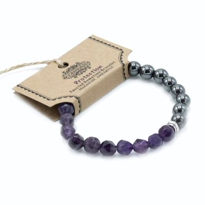 FGemB-03 - Facettiertes Edelstein-Armband - Magnetischer Amethyst - Verkauft in 3x Einheit/en pro Äußerem