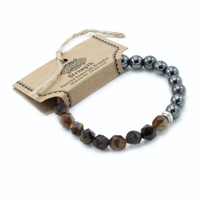 FGemB-04 - Pulsera de piedras preciosas facetadas - Ojo de tigre magnético - Vendido en 3x unidad/es por exterior