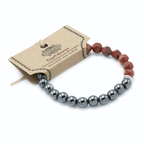 FGemB-10 - Faceted Gemstone Bracelet - Magnetic Red Jasper - Sold in 3x unit/s per outer