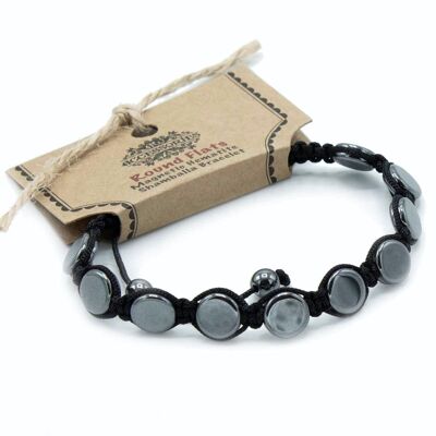 MHSB-02 - Magnetic Hematite Shamballa Bracelet - Round Flats - Sold in 3x unit/s per outer