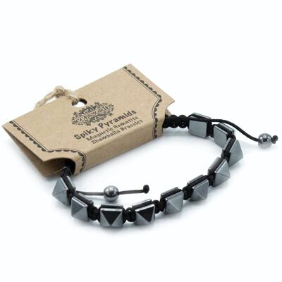 MHSB-04 - Magnetisches Hämatit-Shamballa-Armband - Stachelige Pyramiden - Verkauft in 3x Einheit/en pro Außenhülle