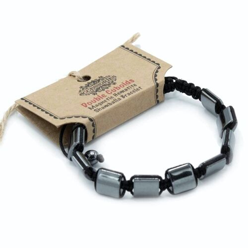 MHSB-05 - Magnetic Hematite Shamballa Bracelet - Double Cuboids - Sold in 3x unit/s per outer
