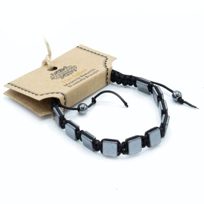 MHSB-08 - Magnetisches Hämatit-Shamballa-Armband - Flache Würfel - Verkauft in 3x Einheit/en pro Außenhülle