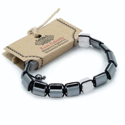 MHSB-12 - Magnetic Hematite Shamballa Bracelet - Rose Cuboids - Sold in 3x unit/s per outer