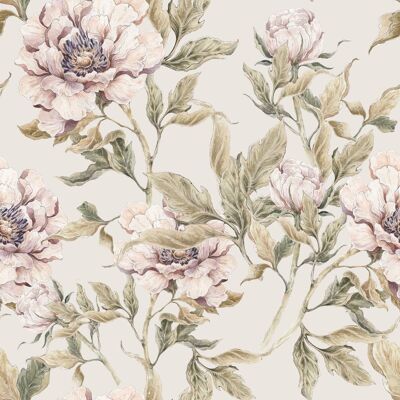 Papier Peint Pivoines Beige