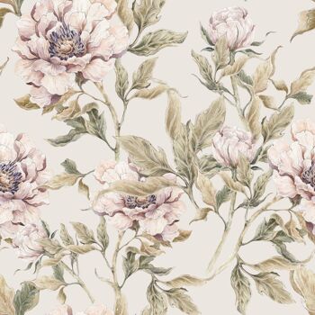 Papier Peint Pivoines Beige 1