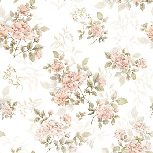 Vintage Rose Pattern Wallpaper