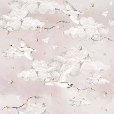 Magic Swans Pink Wallpaper