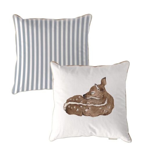 Deer Stripes Blue Cushion