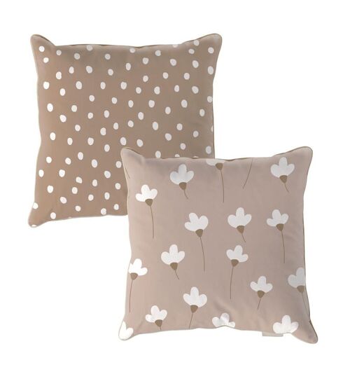 Dandelions Pink Irregular Dots Brown Cushion