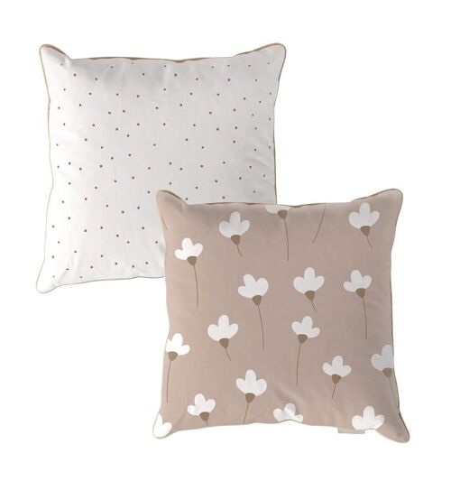 Dandelions Pink Dots Brown Cushion