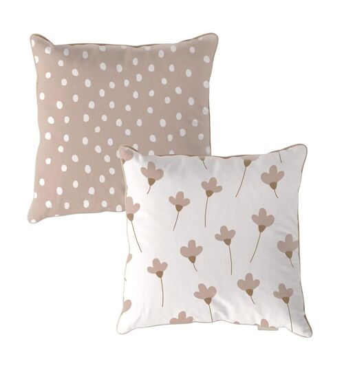 Dandelions White Irregular Dots Beige Cushion